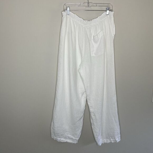 J.CREW Linen Pants Women Large White Pull-On Straight Leg Lined Pockets BW527 - Picture 5 of 13